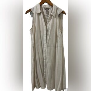 H&M sleeveless pink dress with collar and belt loops.